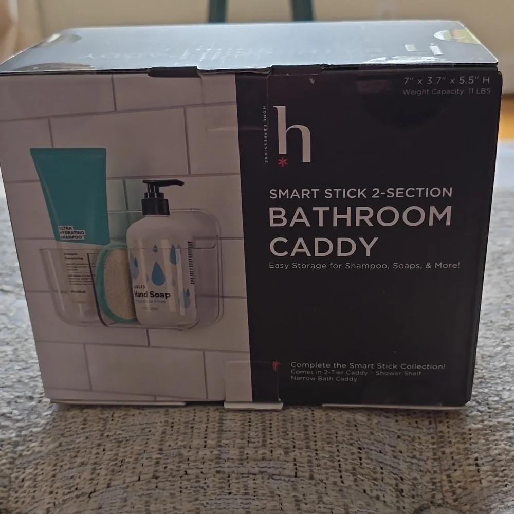 BATHROOM CADDY 2-SECTION STORAGE FOR SHAMPOO, SOAPS AND MORE